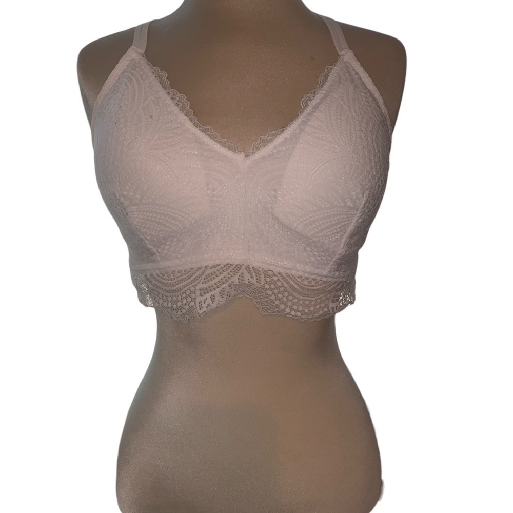 Maurice’s bralette lace lightly padded pullover straps meet in back Size large